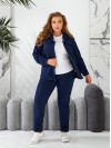 Жіночий прогулянковий костюм синього кольору 29124