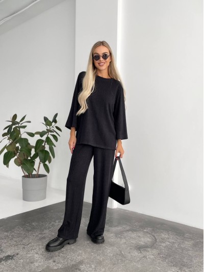 Женский прогулочный костюм свободного кроя черного цвета 29210