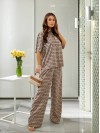 Женский шелковый костюм с блузой кофейного цвета 32787