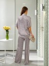 Жіночий шовковий костюм із блузою сiрого кольору 32786