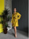 Женский шелковый костюм юбка на запах+рубашка желтого цвета 32933