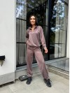 Женский спортивный костюм из трикотажа кофейного цвета 29184