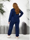 Женский спортивный костюм из трикотажа синего цвета 29180