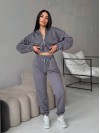Жіночий спортивний костюм на змійці графiтового кольору 32697