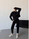 Жіночий спортивний костюм на флісі чорного кольору 30108