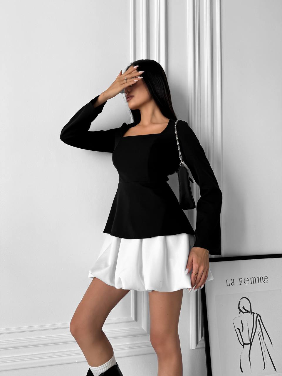 Женский стильный костюм 2-ка черного цвета 29504