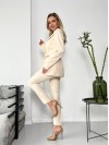 Женский стильный костюм-тройка светло-бежевого цвета 25775