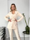 Женский стильный костюм-тройка светло-бежевого цвета 25775