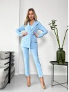 Жіночий стильний костюм-трійка блакитного кольору 25777