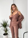 Жіночий стильний костюм-трійка кавового кольору 25778