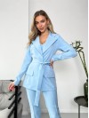 Жіночий стильний костюм-трійка блакитного кольору 25777