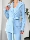 Жіночий стильний костюм-трійка блакитного кольору 25777