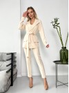 Женский стильный костюм-тройка светло-бежевого цвета 25775