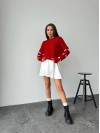 Жіночий светр оверсайз червоного кольору 26921 АО