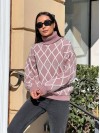 Жіночий светр із горловиною рожевого кольору 30483