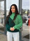 Жіночий светр із горловиною зеленого кольору 30291