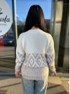 Жіночий светр із малюнком молочного кольору 30457