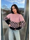 Жіночий светр із малюнком пудрового кольору 30459