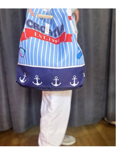 Жіночий текстильний рюкзак блакитного кольору 32748