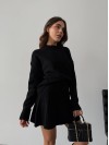 Женский теплый костюм 2-ка с юбкой черного цвета 30260