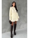 Женский теплый костюм 2-ка с юбкой молочного цвета 30500