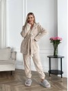 Жіночий теплий костюм 3-ка для дому бежевого кольору 29821