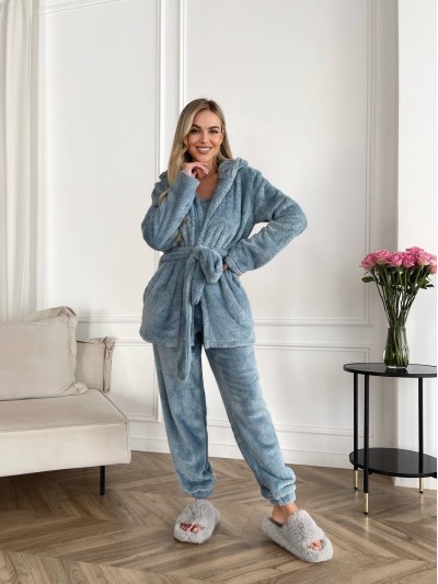 Жіночий теплий костюм 3-ка для дому блакитного кольору 29822