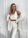 Жіночий теплий костюм 3-ка для дому молочного кольору 29819