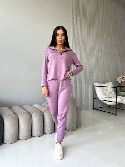 Жіночий теплий костюм із ангори пудрового кольору 29626