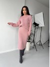 Жіночий теплий костюм зі спідницею пудрового кольору 30420