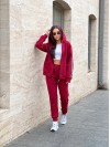Женский теплый костюм со змейкой бордового цвета 25641