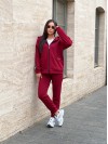 Женский теплый костюм со змейкой бордового цвета 25641