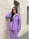 Женский теплый костюм со змейкой лилового цвета 25639