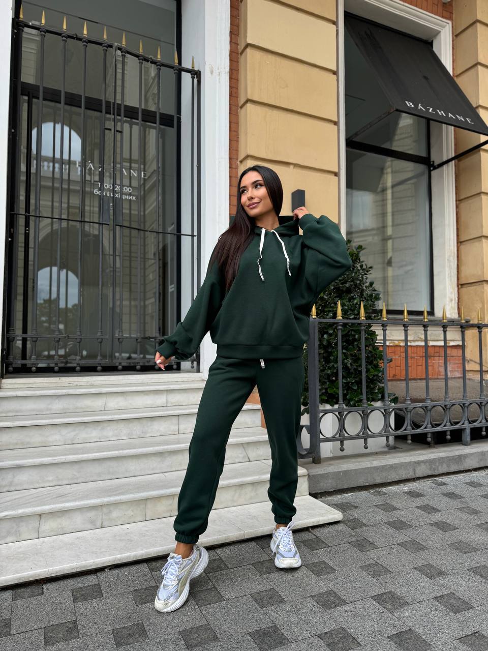 Жіночій теплий спортивний костюм смарагдового кольору 29341