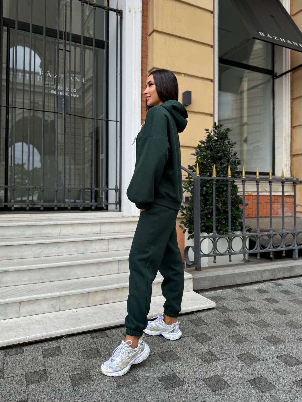 Жіночій теплий спортивний костюм смарагдового кольору 29341