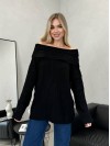 Жіночий подовжений светр-туніка чорного кольору 30470