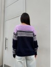 Жіночий універсальний светр синьо-бузкового кольору 30190