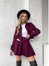 Жіночий вельветовий костюм 2-ка (спідниця-шорти+піджак) бордового кольору 30966