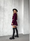 Жіночий вельветовий костюм 2-ка (спідниця-шорти+піджак) бордового кольору 30966