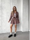 Жіночий вельветовий костюм 2-ка (спідниця-шорти+піджак) кавового кольору 30967
