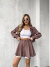 Жіночий вельветовий костюм 2-ка (спідниця-шорти+піджак) кавового кольору 30967