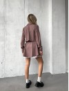 Жіночий вельветовий костюм 2-ка (спідниця-шорти+піджак) кавового кольору 30967