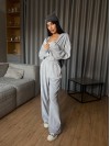 Женский велюровый комбинезон серого цвета 31141