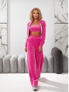 Женский велюровый костюм 3-ка малинового цвета 32640
