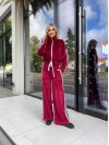 Жіночий велюровий костюм на змійці бордового кольору 30315