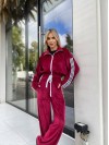 Жіночий велюровий костюм на змійці бордового кольору 30315