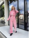 Жіночий велюровий костюм на змійці рожевого кольору 30316