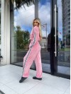 Жіночий велюровий костюм на змійці рожевого кольору 30316