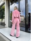 Жіночий велюровий костюм на змійці рожевого кольору 30316