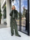 Жіночий велюровий костюм на змійці кольору хакi 30317